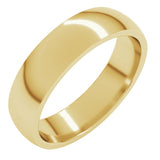 14K Yellow Gold 5 mm Lightweight Comfort-Fit Half Round Band Size 11.5