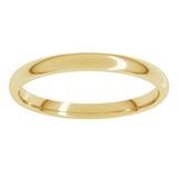 14K Yellow Gold 2 mm Lightweight Comfort-Fit Half Round Band Size 4