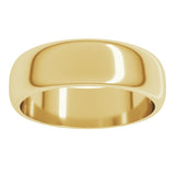 10K Yellow Gold 6 mm Half Round Band Size 13