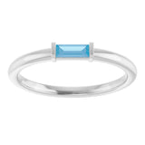14K White Gold Natural Sky Blue Topaz Stackable Ring