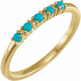14K Yellow Gold Natural Turquoise Cabochon Stackable Ring