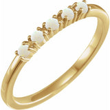 14K Yellow Gold Natural White Opal Cabochon Stackable Ring