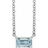 Platinum Natural Aquamarine 18" Necklace