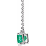 14K White Gold Lab-Grown Emerald 18" Necklace