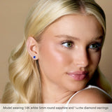 14K Yellow Gold 4 mm Natural Tanzanite & 1/10 CTW Natural Diamond Earrings
