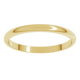 14K Yellow Gold 2 mm Lightweight Half Round Band Size 3