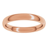 18K Rose Gold 3 mm Comfort-Fit European-Style Band Size 4