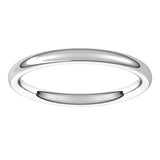 14K White Gold 2 mm Comfort-Fit European-Style Band Size 6.5