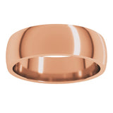 14K Rose Gold 6 mm Lightweight Comfort-Fit Half Round Band Size 11