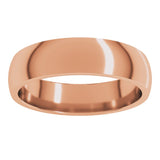 14K Rose Gold 5 mm Lightweight Comfort-Fit Half Round Band Size 10