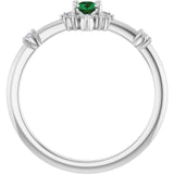 14K White Gold Natural Emerald & 1/6 CTW Natural Diamond Halo-Style Ring