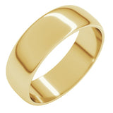 10K Yellow Gold 6 mm Lightweight Half Round Band Size 7