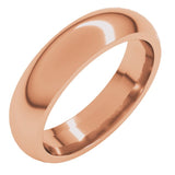 14K Rose Gold 5 mm Comfort-Fit Half Round Band Size 12