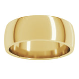 14K Yellow Gold 7 mm Lightweight Comfort-Fit Half Round Band Size 10.5