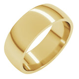 10K Yellow Gold 7 mm Lightweight Comfort-Fit Half Round Band Size 12