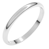 14K White Gold 2 mm Lightweight Half Round Band Size 5