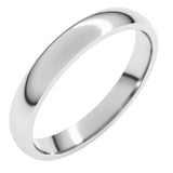 14K White Gold 3 mm Lightweight Comfort-Fit Half Round Band Size 5.5