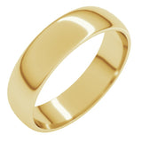 14K Yellow Gold 5 mm Lightweight Half Round Band Size 11.5