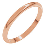 14K Rose Gold 2 mm Half Round Band Size 5