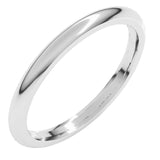 14K White Gold 2 mm Comfort-Fit Half Round Band Size 10