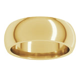 10K Yellow Gold 7 mm Comfort-Fit Half Round Band Size 8
