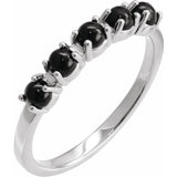Sterling Silver Natural Black Onyx Cabochon Stackable Ring