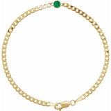 14K Yellow Gold Lab-Grown Emerald Link 7" Bracelet