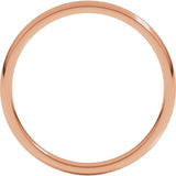 14K Rose Gold 2 mm Lightweight Comfort-Fit Half Round Band Size 4.5