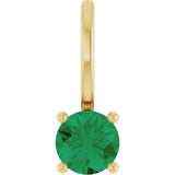14K Yellow Gold Lab-Grown Emerald Solitaire Charm/Pendant