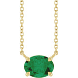 14K Yellow Gold Lab-Grown Emerald 18" Necklace