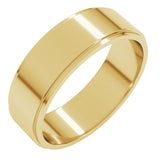 14K Yellow Gold 6 mm Stepped-Edge Flat Band Size 11