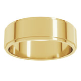 14K Yellow Gold 6 mm Stepped-Edge Flat Band Size 9