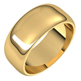 14K Yellow Gold 8 mm Half Round Band Size 8
