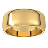 14K Yellow Gold 8 mm Half Round Band Size 8