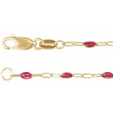 14K Yellow Gold-Filled 1.6 mm Pink Enamel Bead Paperclip-Style 16" Chain