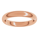 14K Rose Gold 3.5 mm Comfort-Fit Half Round Band Size 10.5