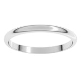 14K White Gold 2 mm Lightweight Half Round Band Size 5.5