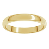 10K Yellow Gold 3 mm Lightweight Half Round Band Size 7.5