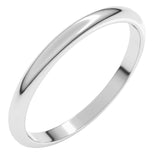 10K White Gold 2 mm Half Round Band Size 7