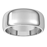 14K White Gold 8 mm Half Round Band Size 9.5