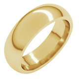 14K Yellow Gold 6 mm Comfort-Fit Half Round Band Size 12.5