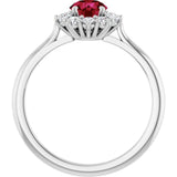 14K White Gold Lab-Grown Ruby & 1/4 CTW Lab-Grown Diamond Halo-Style Ring