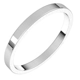 18K White Gold 2 mm Flat Band Size 8