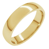 14K Yellow Gold 4.5 mm Lightweight Comfort-Fit Half Round Band Size 10