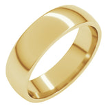 14K Yellow Gold 5.5 mm Lightweight Comfort-Fit Half Round Band Size 10