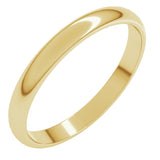 14K Yellow Gold 2.5 mm Lightweight Half Round Band Size 10