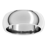 14K White Gold 7 mm Comfort-Fit Half Round Band Size 11.5