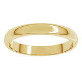 10K Yellow Gold 3 mm Half Round Band Size 6.5