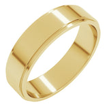 14K Yellow Gold 5 mm Stepped-Edge Flat Band Size 8.5
