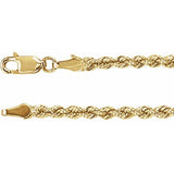 14K Yellow Gold 3 mm Rope 18" Chain